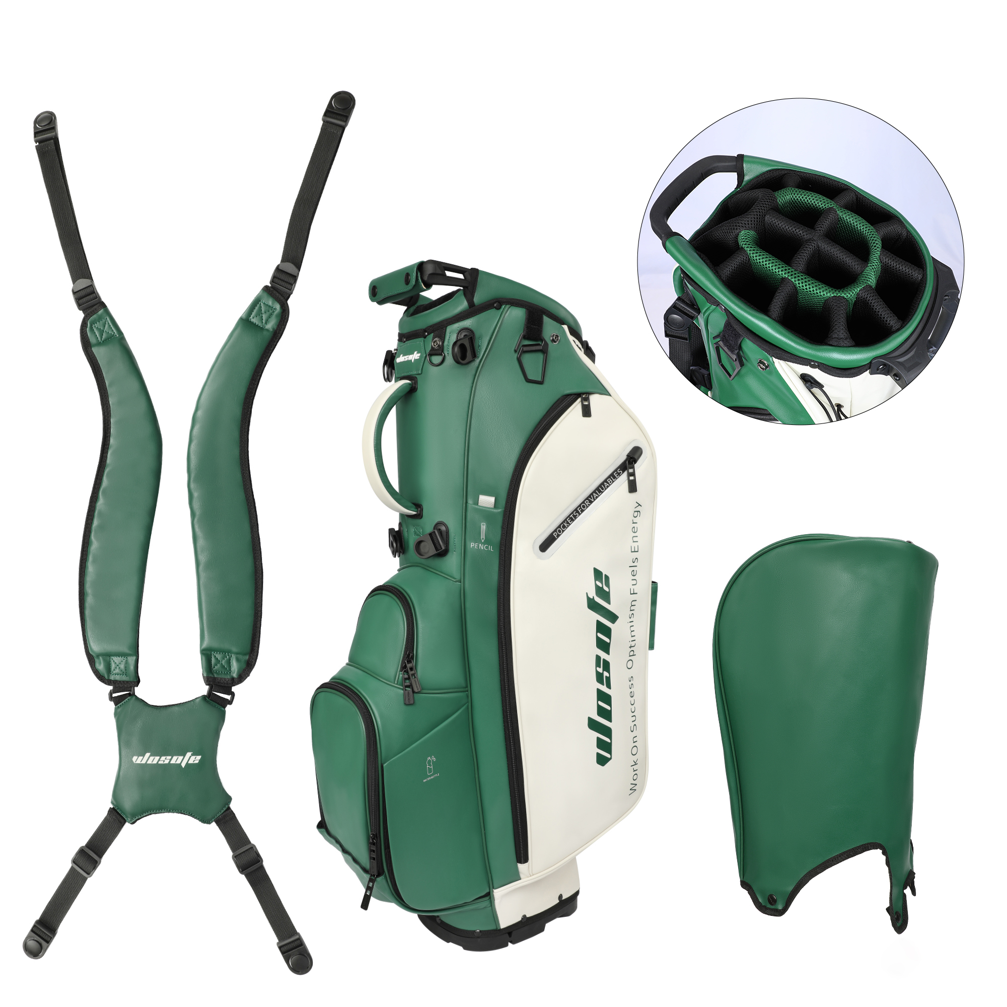 Sac de golf vert à 14 compartiments