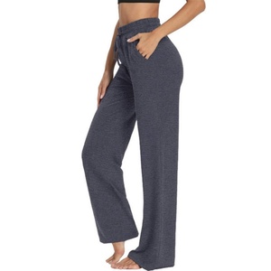 Womens Yoga Navy Custom Sweatpants <b>Wide</b> <b>Leg</b> <b>Lounge</b> Pajamas <b>Pants</b> Drawstring Workout Comfy Joggers <b>Pants</b> with Pockets - Product Image 3