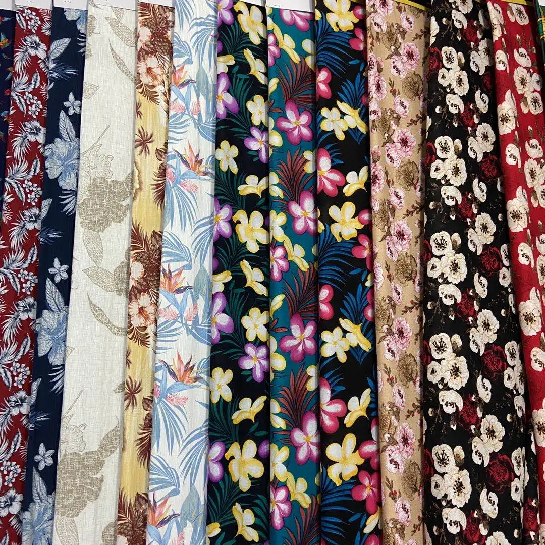 Different floral rayon fabric stock lot printed spun rayon fabric for garment