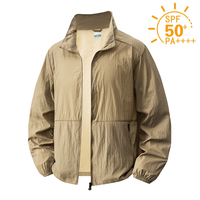 Veste de protection solaire UPF50+ pour homme avec logo personnalisé, 100% nylon, col roulé, fermeture éclair, coupe classique, écologique, légère