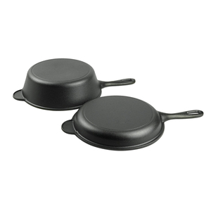 Ensemble de poêles Combo Cooker <span class=keywords><strong>en</strong></span> <span class=keywords><strong>fonte</strong></span>, comprenant une casserole à sauce couverte de 2 qt et une poêle à frire <span class=keywords><strong>en</strong></span> fer brut épaissi, faite à la main, de style ancien - Product Image 5