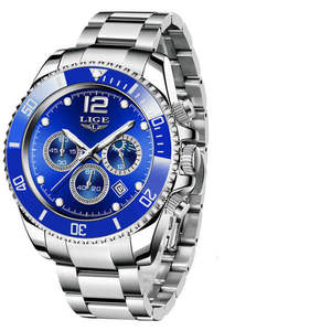 LIGE 8924 Orologi Di Lusso Mens <span class=keywords><strong>Orologio</strong></span> In Acciaio Inox Casuale 24 Ore Moon Phase Uomini Della Vigilanza di Sport Impermeabile Cronografo Al Quarzo <span class=keywords><strong>orologio</strong></span> - Product Image 4