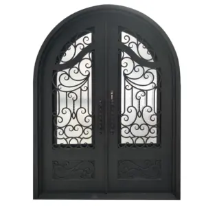 arch wrought iron double entry doors exterior metals house doors bullet proof glass and soundproof design outside door