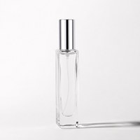 Flacon de parfum en verre vide rechargeable de 15 ml avec pulvérisateur à pompe et couvercle carré doré