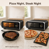 Four à pizza à convection 18L, 400°C, électrique, avec fonction déshydrateur, 6 préréglages, noir, pour usage domestique