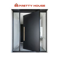 Porte d'entrée pivotante moderne en alliage d'aluminium avec verre dépoli, isolation thermique, étanche, de luxe, pour l'extérieur de la maison