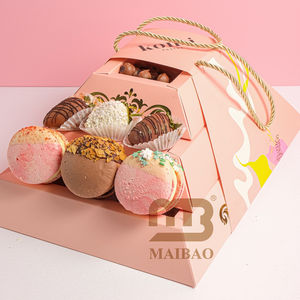 Nuevo plato de caja en forma de pirámide de Ramadán personalizado con divisor de taza de inmersión panadería postre pastelería Snack caja de comida piramidal embalaje - Product Image 6