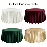 Nappe Ronde en Velours Froissé de 132 Pouces Personnalisable, Ignifuge, Anti-Taches, Réutilisable, Durable et Lavable pour Banquets d'Hôtel