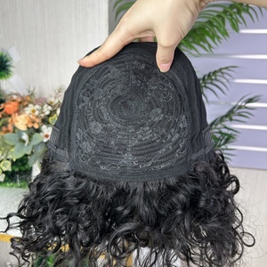 Peluca de Cabello Humano 100% Natural con Flequillo, Ondulada, de Alta Densidad, 12 Pulgadas, Fabricada a Máquina, Calidad SDD - Product Image 5
