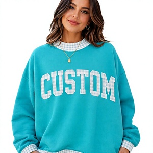 Sweat-shirt décontracté pour femme, col montant, tricoté, surdimensionné, avec lettres brodées personnalisées, respirant, toutes saisons, style streetwear - Product Image 1