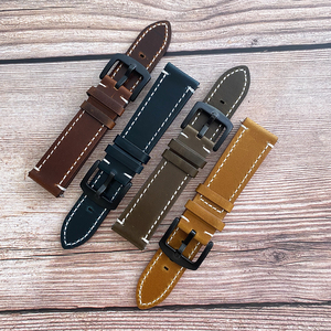 Bracelet de luxe en cuir pour <span class=keywords><strong>Huami</strong></span>/Huawei, 20mm, noir - Product Image 2