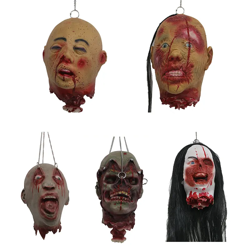 Aanpasbare Halloween Latex Prop Masker Scary Opknoping Onthoofding Decoratie Bloody Ghoul