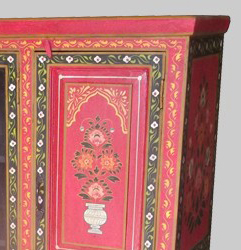 Mueble de madera indio, aparador de vidrio pintado a mano, archivador - Product Image 3