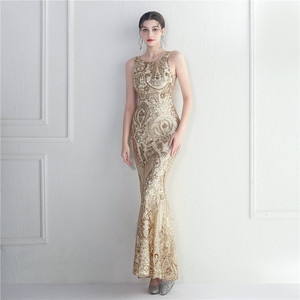 19920 #   Abito da sera lungo con schiena scoperta, con perline, ricami scintillanti, adatto per spettacoli teatrali - Product Image 3