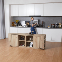 Table de table rotative en bois MDF extensible à double combinaison Table à manger pour la maison Appartement Maison Bar Bureau d'étude Support TV