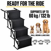 Rampe pour chiens pour voitures et SUV, 4 marches larges antidérapantes avec barrières latérales, capacité de 132 lb pour grands chiens âgés, OEM ODM
