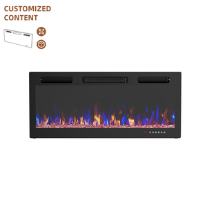 Cheminée électrique murale réaliste à effet de flamme, 30 pouces, plusieurs couleurs, 1500W, avec télécommande et écran LED - Product Image 1