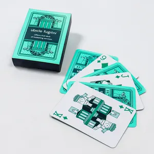 Custom Zeer Cool Groene Speelkaarten Fabriek Afdrukken Luxe Groen Goud Folie Reclame Speelkaarten