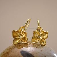 China Großhandel Lotus Fun 925 Sterling Silber 18 Karat vergoldet Drop Dangle Phalaenopsis Orchidee Blumen ohrringe Frauen Feiner Schmuck
