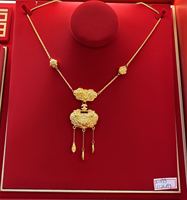 SGARIT Bijoux Fins Chaîne en Or Massif 24K Joaillerie Mariage Luxe Design Or Jaune 999 24K Pur Collier en Or Bijou