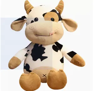 CE/ASTM 2024 Hot Selling Plush Spotted Cow Toy For Children Customized Stuffed Cow Plush Furry Cushion In Office Toys