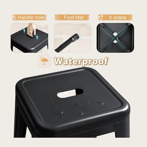 <span class=keywords><strong>Tabouret</strong></span> <span class=keywords><strong>de</strong></span> <span class=keywords><strong>bar</strong></span> en métal <span class=keywords><strong>industriel</strong></span> <span class=keywords><strong>noir</strong></span> <span class=keywords><strong>mat</strong></span> givré pour <span class=keywords><strong>bar</strong></span> à domicile et usage commercial - Product Image 2