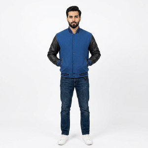 2026 Men's Fashion Varsity Jacket 100% Cotton Stand Collar Slim Fit Winter College Baseball Jacket - Product Image 1