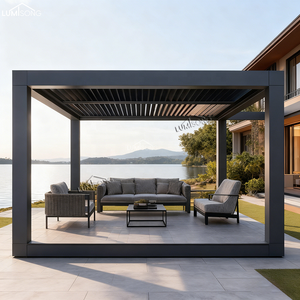 Pérgola de Aluminio Moderna y Resistente de 4x6 m, Gazebo con Rejilla, Techo de Láminas Ajustables, Estructura Exterior Ecológica para Jardín/Patio - Product Image 2