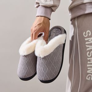 รองเท้าแตะขนนุ่มสำหรับใส่ในบ้าน แบบ unisex พื้นหนา คุณภาพสูง แฟชั่นฤดูหนาว อุ่นสบาย สำหรับใช้ในบ้าน กันลื่น - Product Image 3