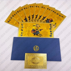 5 dessins <span class=keywords><strong>film</strong></span> <span class=keywords><strong>Minion</strong></span> dessin animé carte en plastique 24k feuille d'or plaqué carte - Product Image 6
