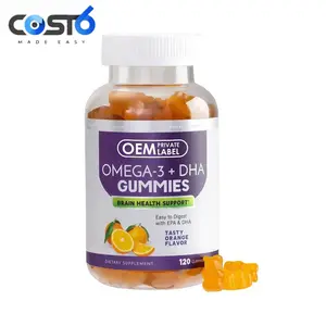 Turuncu lezzet sağlıklı beyin ve kalp takviyeleri üreticisi abd Omega 3 DHA EPA Gummies