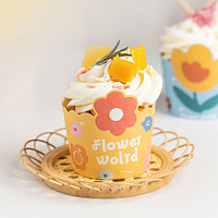 Kustom biodegradable mini kartun cupcake muffin cangkir kue bunga kertas kemasan cupcake