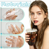 Gobelets jetables écologiques en PLA, PET, PP transparents avec couvercle plat, compostables, biodégradables, à usage unique, 12oz, 16oz, 20oz, 22oz