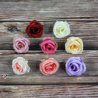 Tête de fleur de rose artificielle en diamant, accessoires décoratifs pour mur, décoration de gâteau, fleur en soie, Chine, Saint-Valentin, Noël