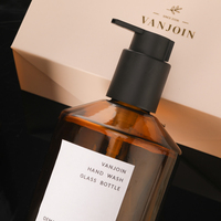 Flacon de luxe personnalisé en verre pour salle de bain, 300 ml, 500 ml, vide, pour shampoing, après-shampoing, gel douche, avec pompe