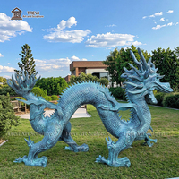 Sculpture de dragon chinois en bronze grandeur nature, Feng Shui, statue de dragon antique en métal