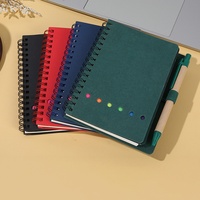 Nouvel ensemble carnet à spirale en papier kraft et stylo avec notes adhésives détachables pour affaires, index autocollants, carnet cadeau imprimé UV