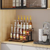 Estante de Exhibición de Botellas de Licor de 3 Niveles, de Metal y Madera, para Mostrador, para Whisky, Licores, Café, Jarabes y Mini Bar