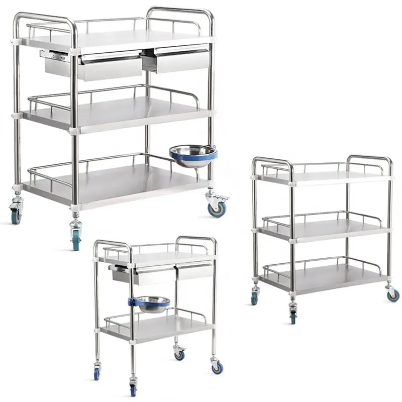 Factory Outlet Stainless Steel Hospital Medical Cart Treatment Trolley