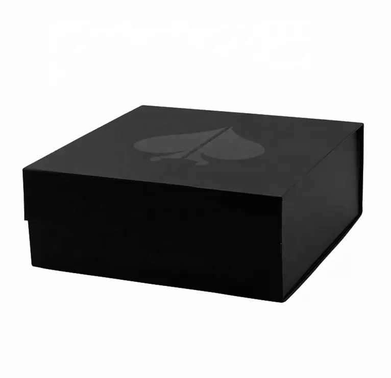 Logo glänzend gefaltet Schwarze Verpackungs box für Boutique Luxus box für Geschenk Magnet box für Schmuck zubehör