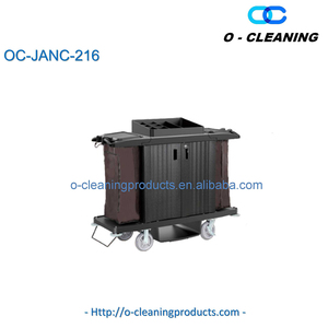 Vehículo de <span class=keywords><strong>trabajo</strong></span> de limpieza rodante de plástico comercial O-Cleaning, carro de servicio de limpieza de habitaciones de hotel, carro de almacenamiento de herramientas de empuje manual - Product Image 4