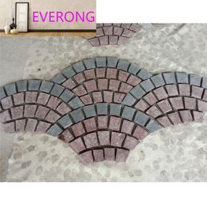 Dalles de pavé personnalisées en granit chinois, double couleur mélangée, en forme d'éventail, effet flammé, pour extérieur, <span class=keywords><strong>prix</strong></span> de gros au m² - Product Image 4