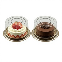 Boîte à gâteau ronde en PET de qualité alimentaire avec base dorée, emballage transparent jetable pour desserts