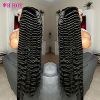 Perruques de Cheveux Humains Vierges Bruts Vietnamiens Premium 40 Pouces Ondulées Profondes, Perruques Lace Front Sans Colle 13X6 HD Lace Frontal