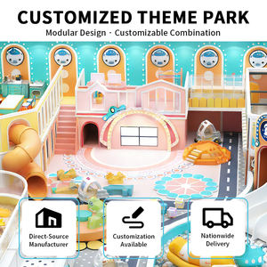 Детская игровая площадка в винтажном стиле с горкой, бассейном с шариками и скалодромом для развлекательного центра - Product Image 3