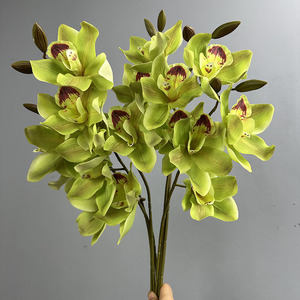 Flores Artificiales <span class=keywords><strong>de</strong></span> Cymbidium Grandes, <span class=keywords><strong>de</strong></span> Alta Calidad, Decorativas, para Hogar, Bodas, Centros Comerciales, Fotografía al Aire Libre, Planta Decorativa - Product Image 2
