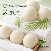 6 boules de séchage pour sèche-linge, 7 cm, 100% pure laine de mouton, pour doudounes, adoucissant naturel pour tissus, boule de séchage