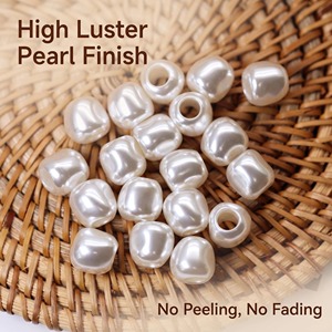 Perlas de imitación irregulares de agujero grande <span class=keywords><strong>para</strong></span> cordones de cuero de 4 mm, paracord, macramé, cuentas espaciadoras sueltas <span class=keywords><strong>para</strong></span> manualidades DIY - Product Image 1