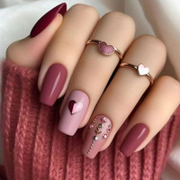 Fournitures pour ongles : Faux ongles à presser en acrylique, longs, style français, avec paillettes dorées et dégradé blanc, design diamant, pour femmes