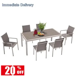 Discount Möbel für Restaurant 6 Sitzplätze Chaiselongue Tisch und Stühle Garten Ess-Set